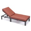 Leisuremod Chelsea Modern Outdoor Chaise Lounge Chair With Orange Cushions CLBL-77OR